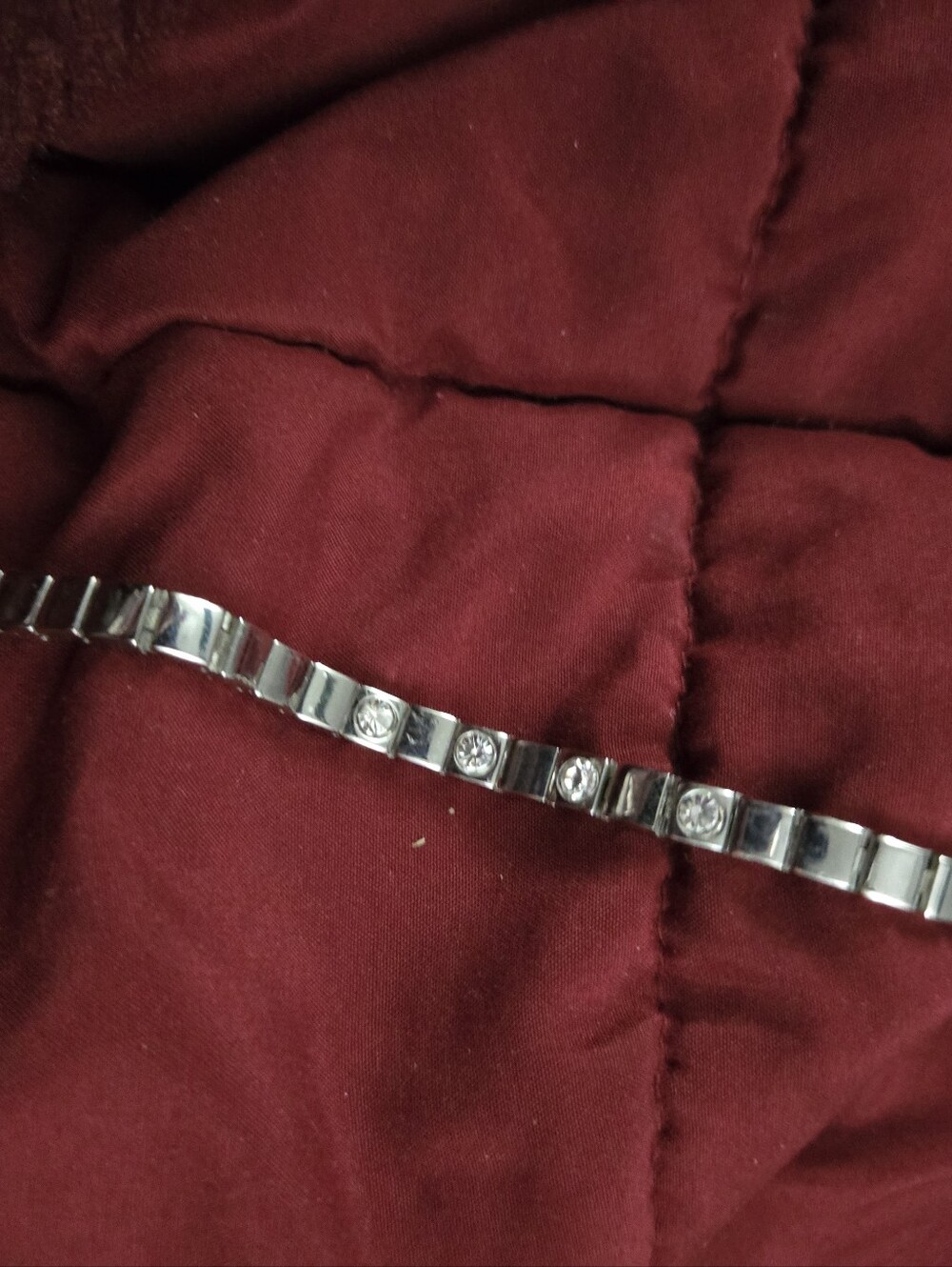 Polished Silver Bracelet with Cz Accents
